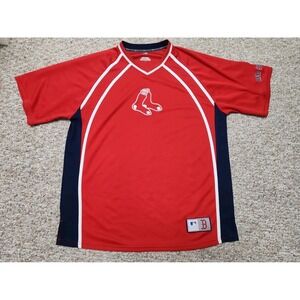 MLB Genuine Merchandise Boston Red Sox Mens Short Sleeve Red V Neck Shirt L